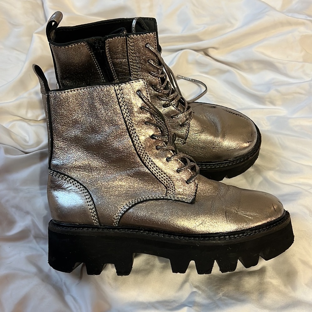 Jeffrey Campbell Silver Combat Style Boots